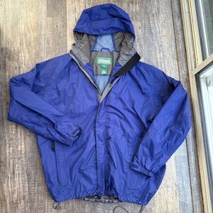 Ll Bean Insulated Jacket Goretex Men’s Large L Blue Hooded Full Zip Outdoor Ski